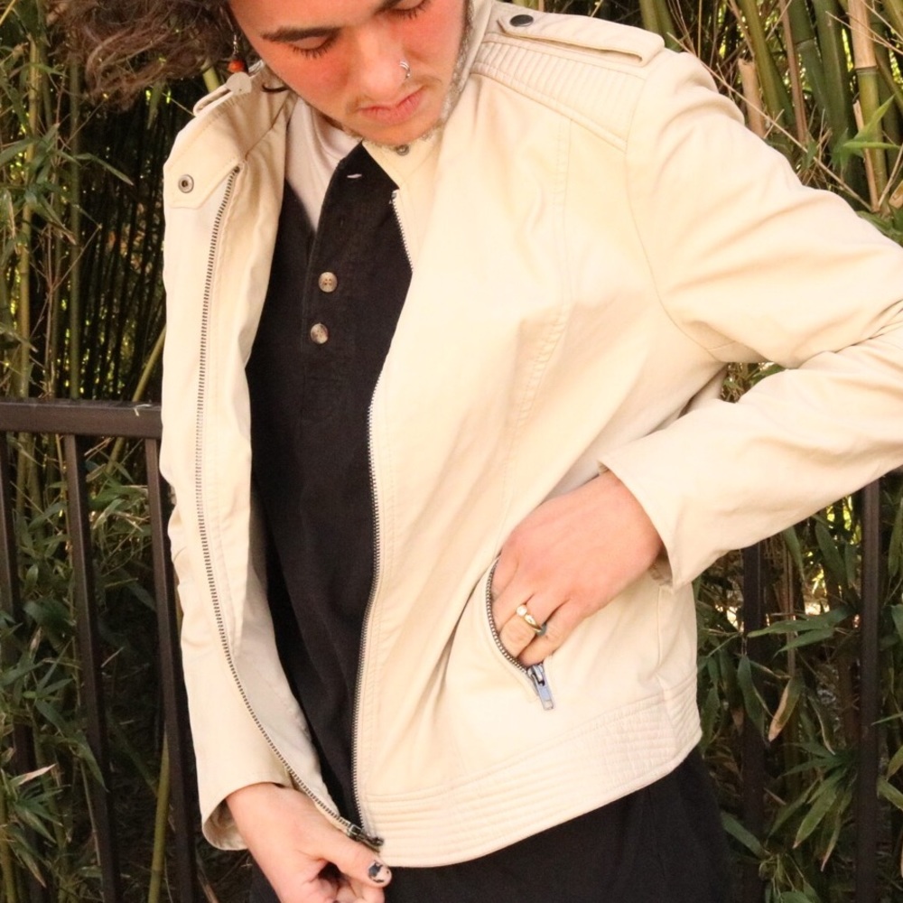 Uni-sex White leather jacket